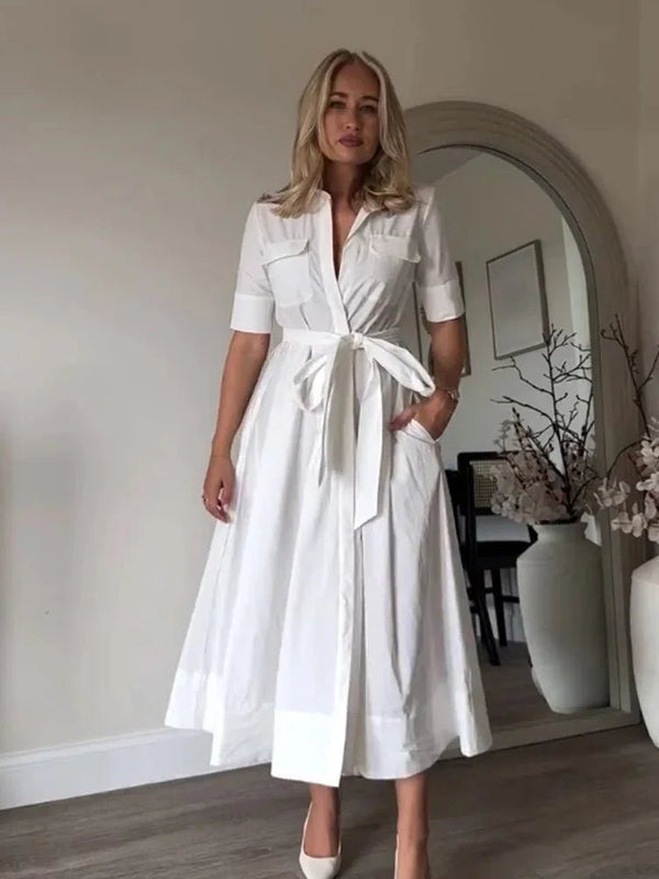 Beatrice Belted Shirt Midi Dress