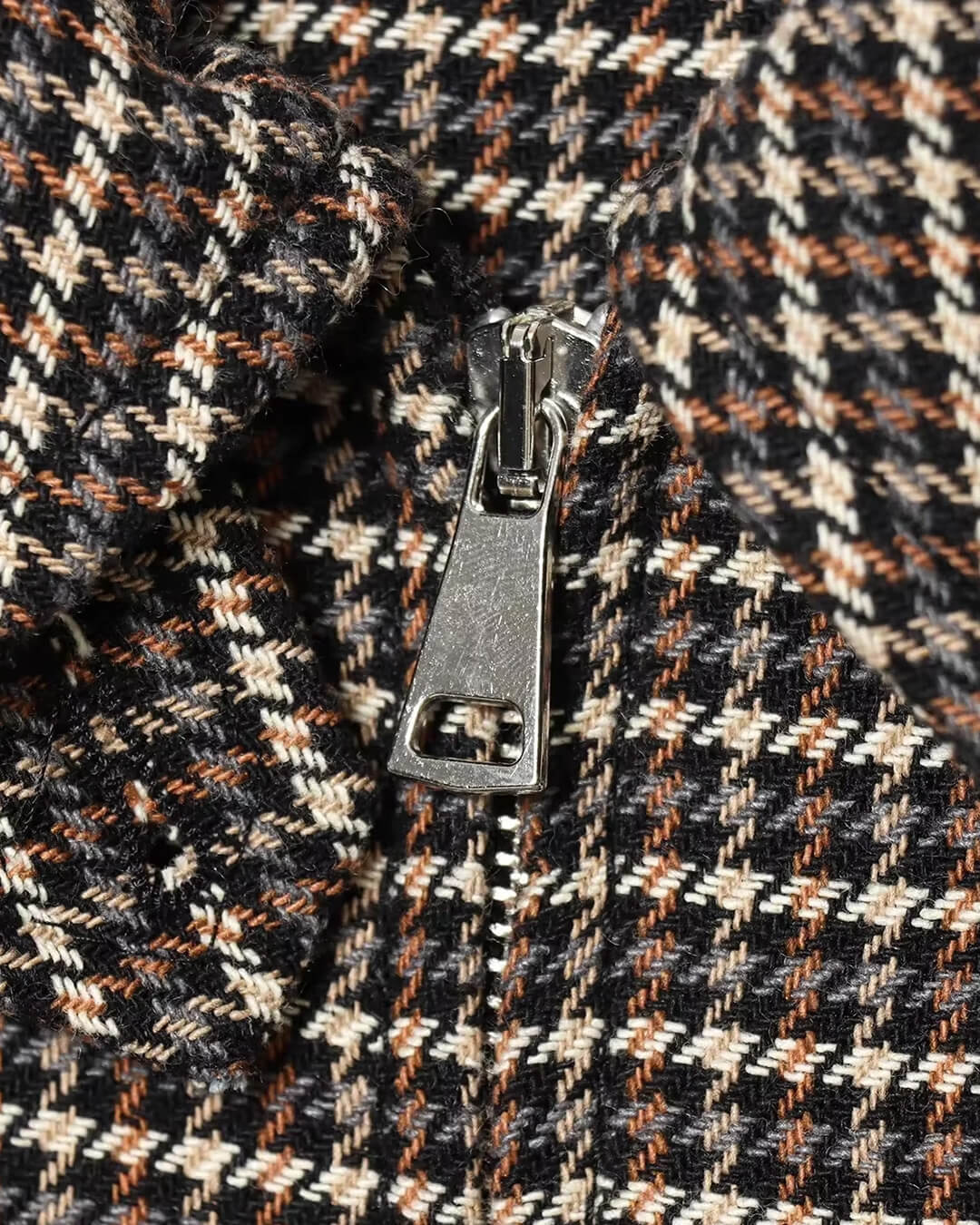 Agnes Houndstooth Zip Jacket & Skirt Set in brown houndstooth – detail