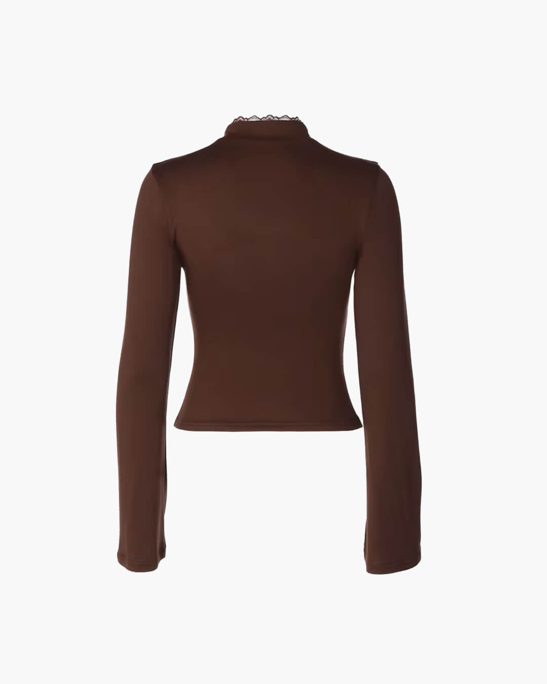 Liv High-Neck Keyhole Blouse in brown – product shot