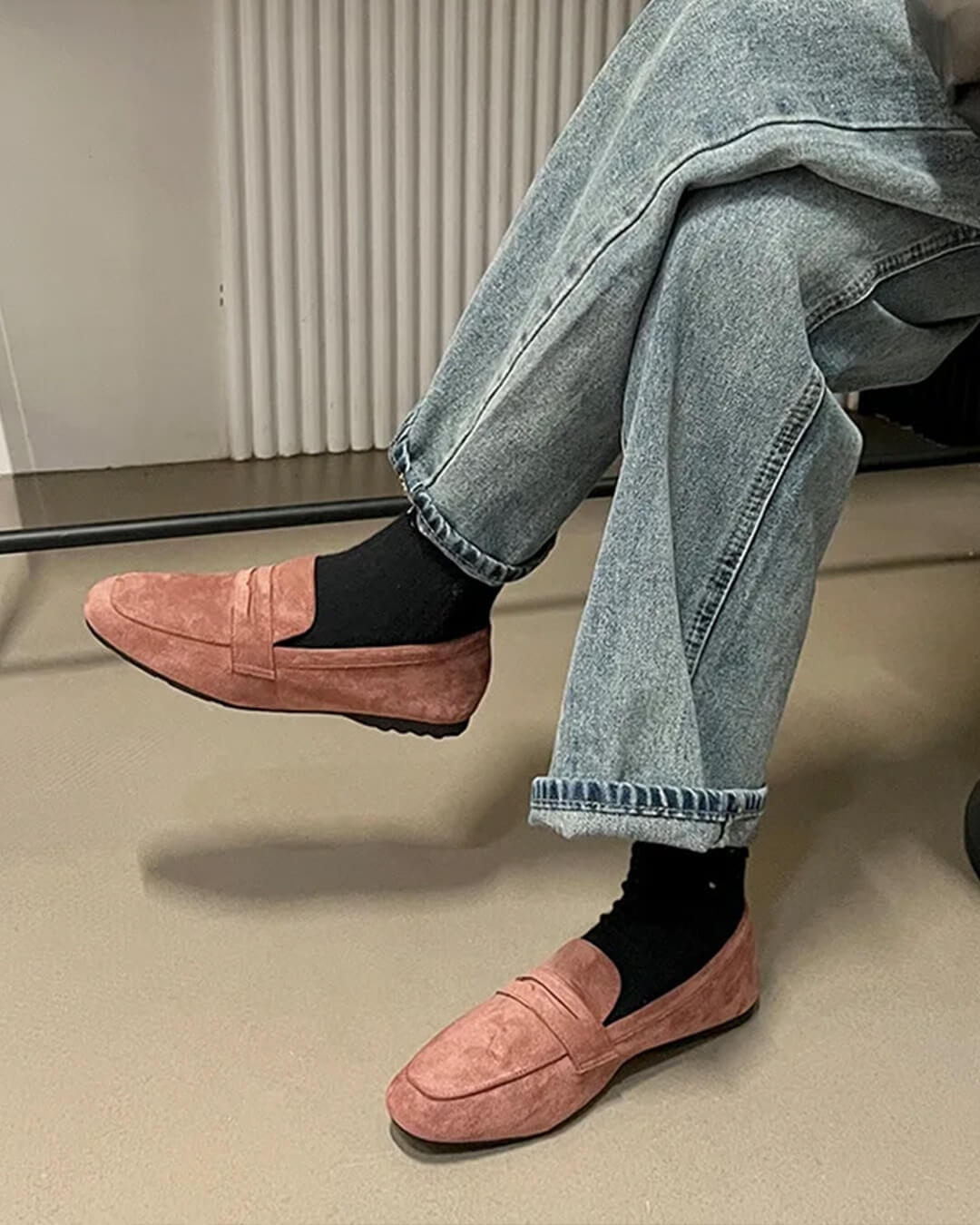 Adira loafers i ruskind uden snørebånd
