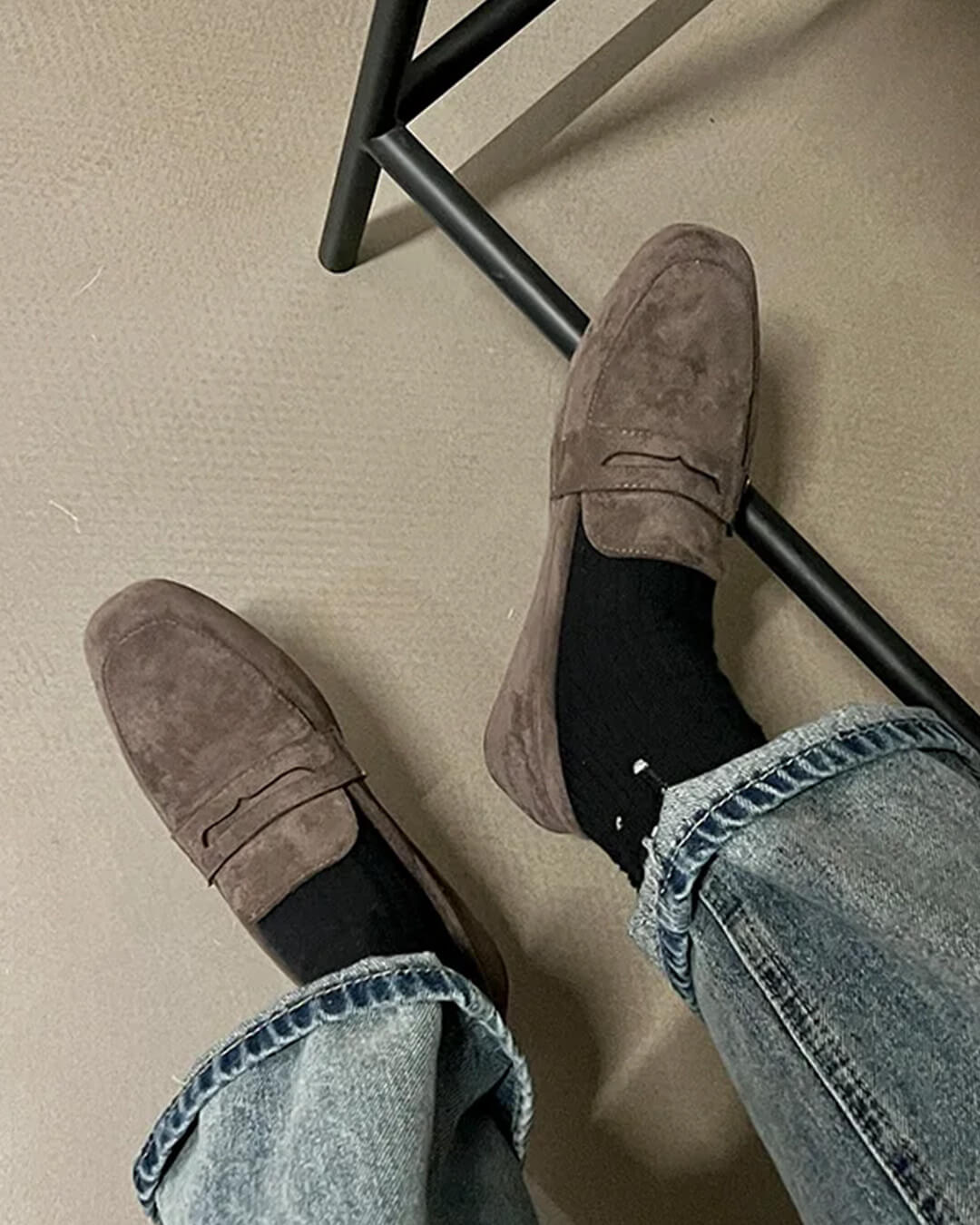 Adira loafers i ruskind uden snørebånd