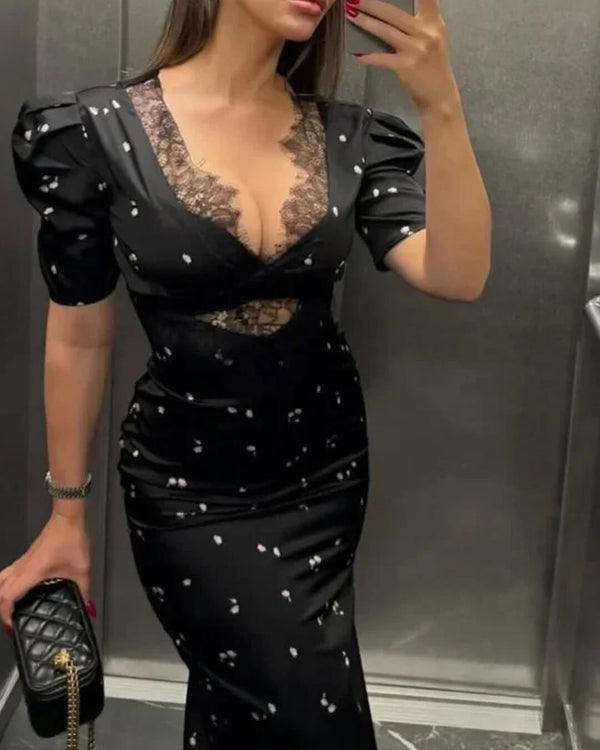 Adrija Puff Sleeve Lace Dress