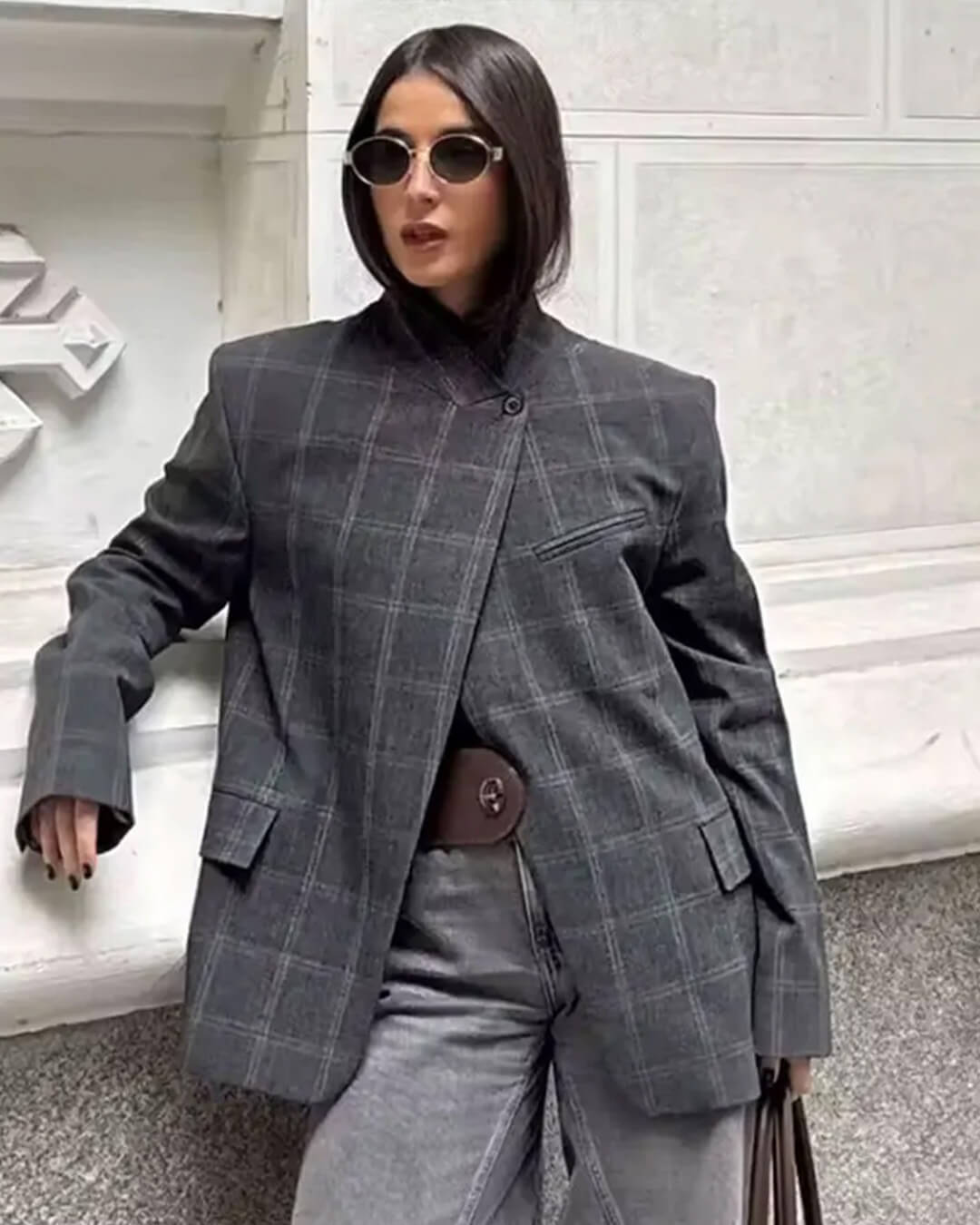 Aerona ternet blazer med ståkrave