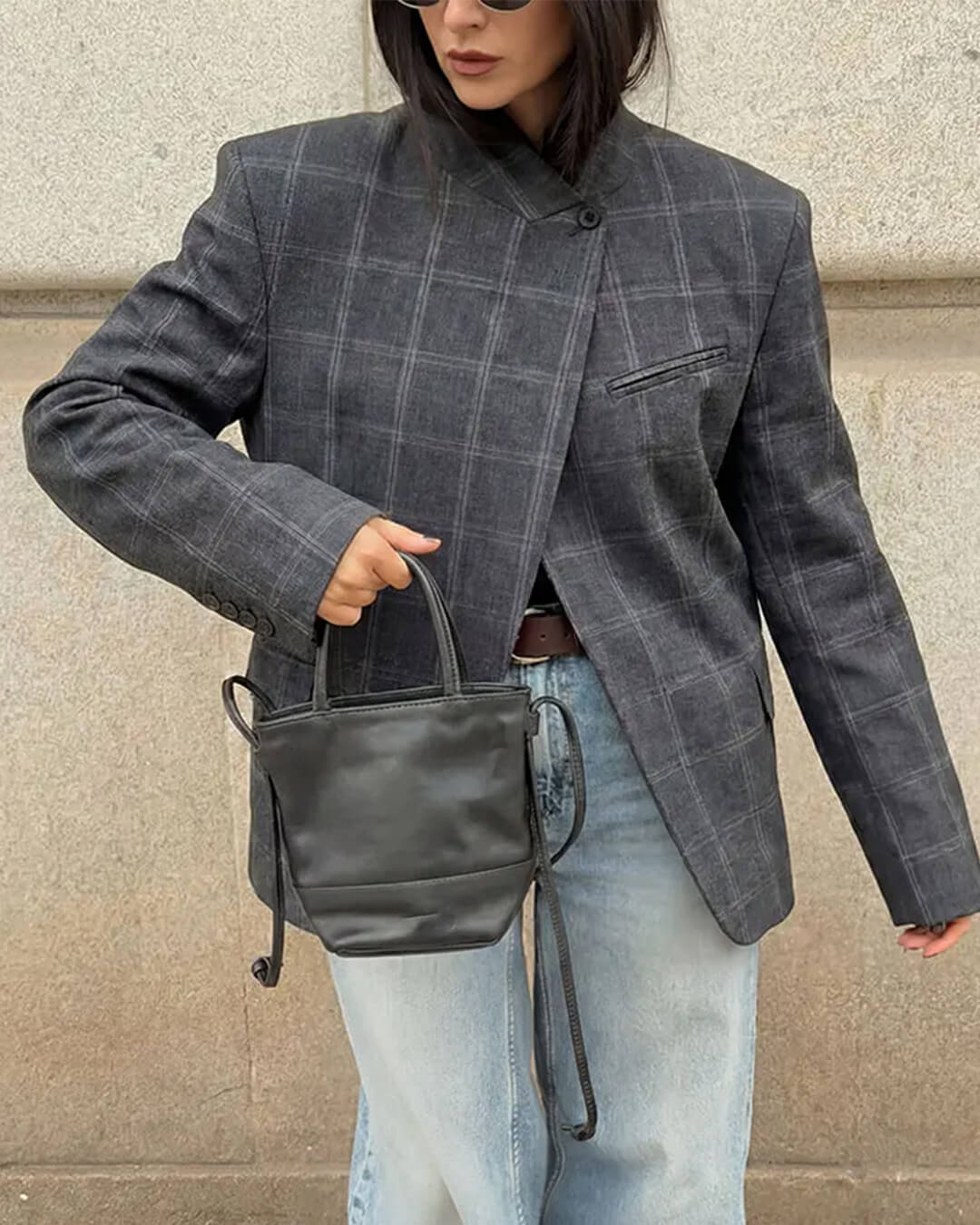 Aerona ternet blazer med ståkrave
