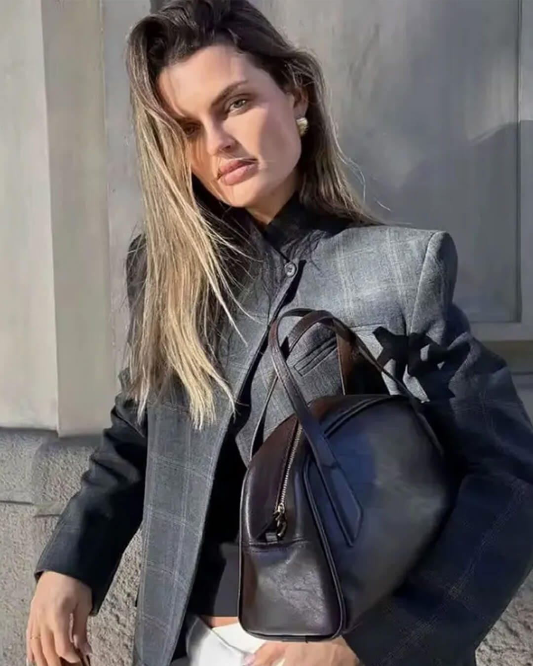 Aerona ternet blazer med ståkrave