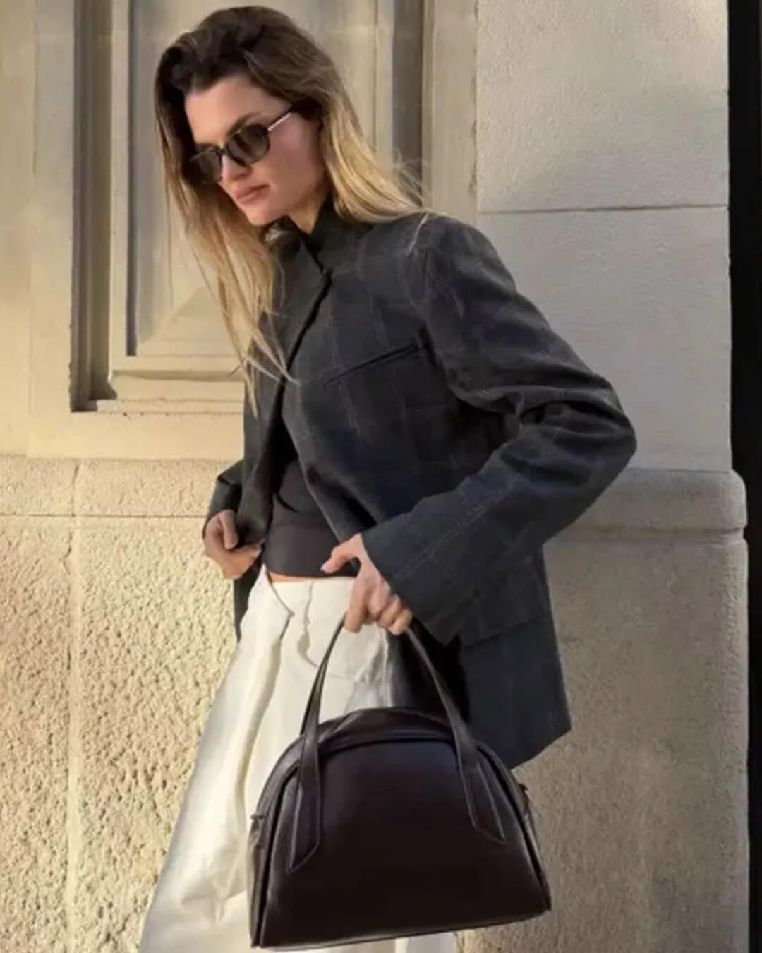 Aerona ternet blazer med ståkrave