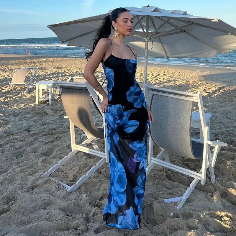 Aileena maxikjole med tie-dye og blondedetalje