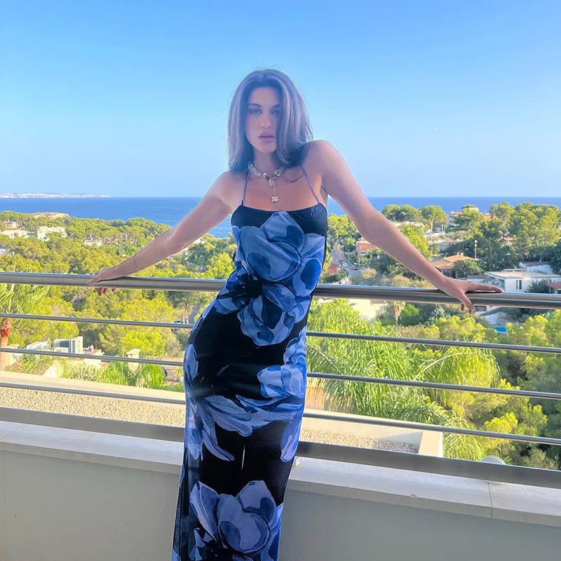 Aileena maxikjole med tie-dye og blondedetalje