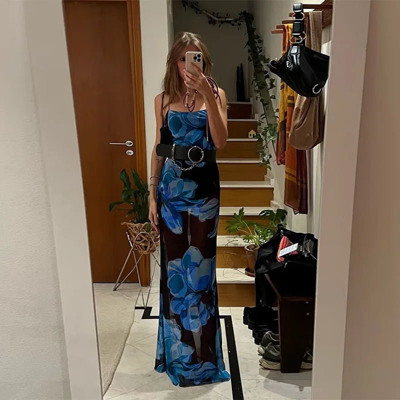 Aileena maxikjole med tie-dye og blondedetalje