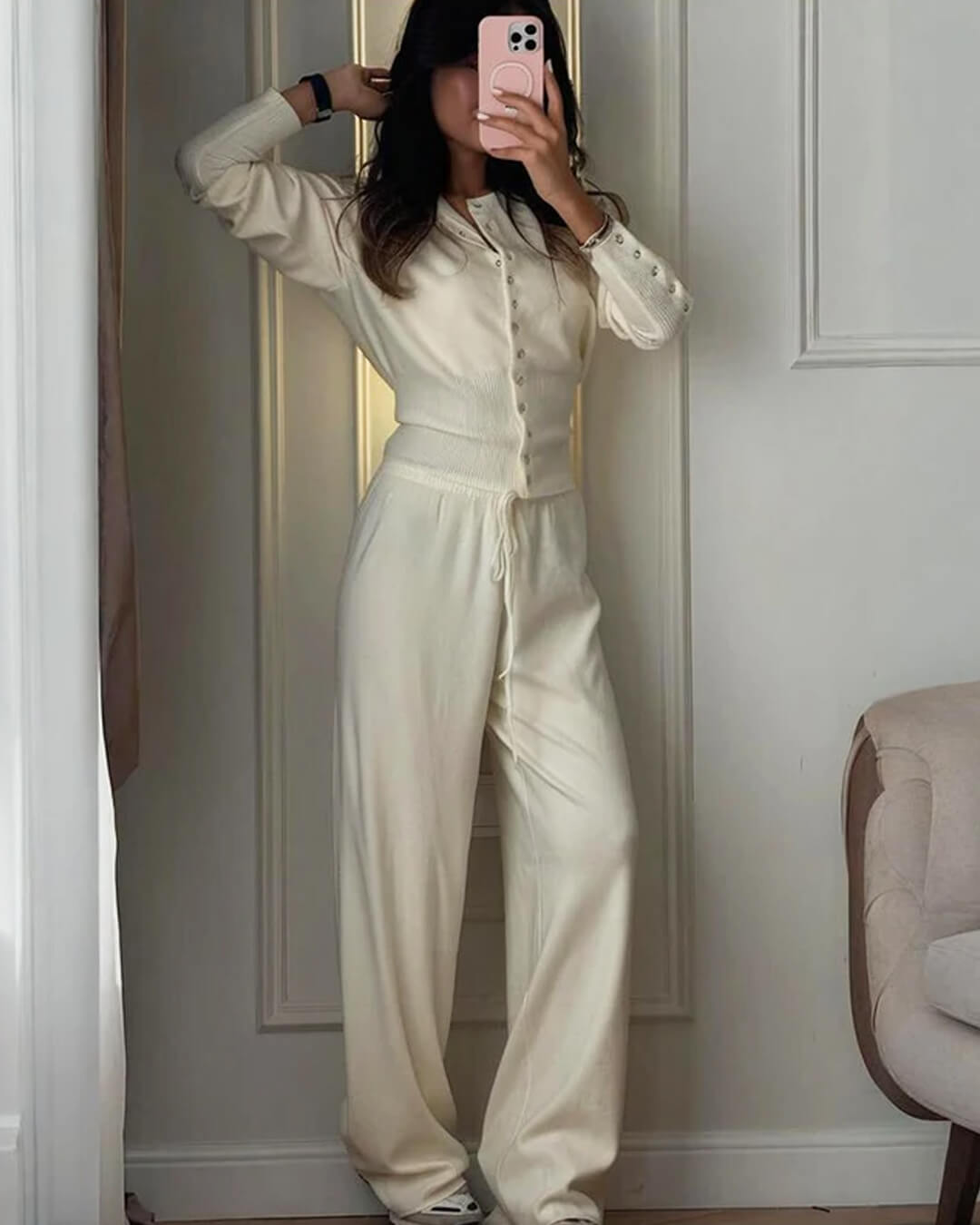 Aimee strikket cardigan- og buksesæt