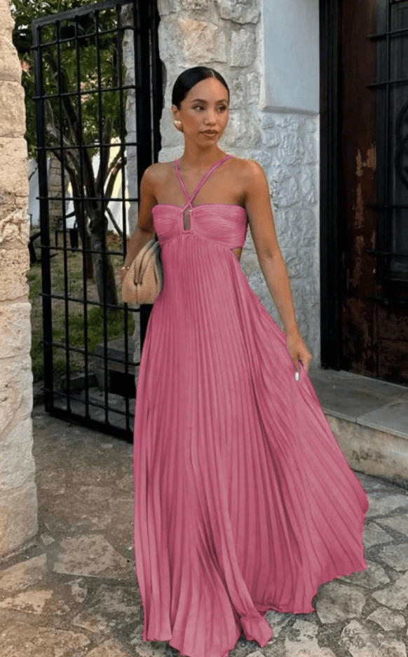 Aisen maxi-kjole i krøllet chiffon