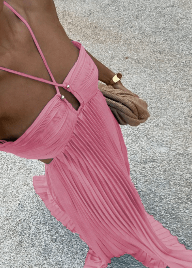 Aisen maxi-kjole i krøllet chiffon