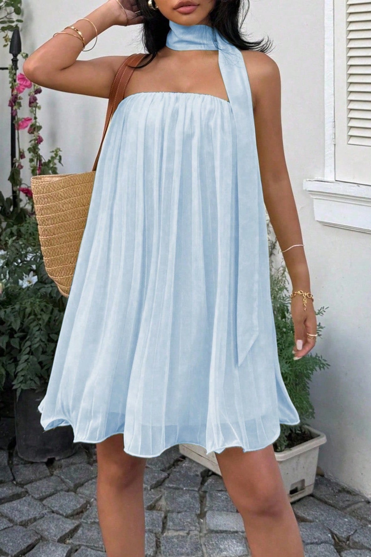 Aliya rynket bandeau-minikjole