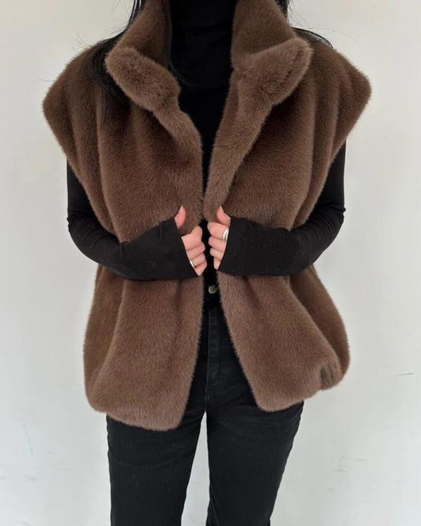 Amalia High Neck Faux Fur Vest