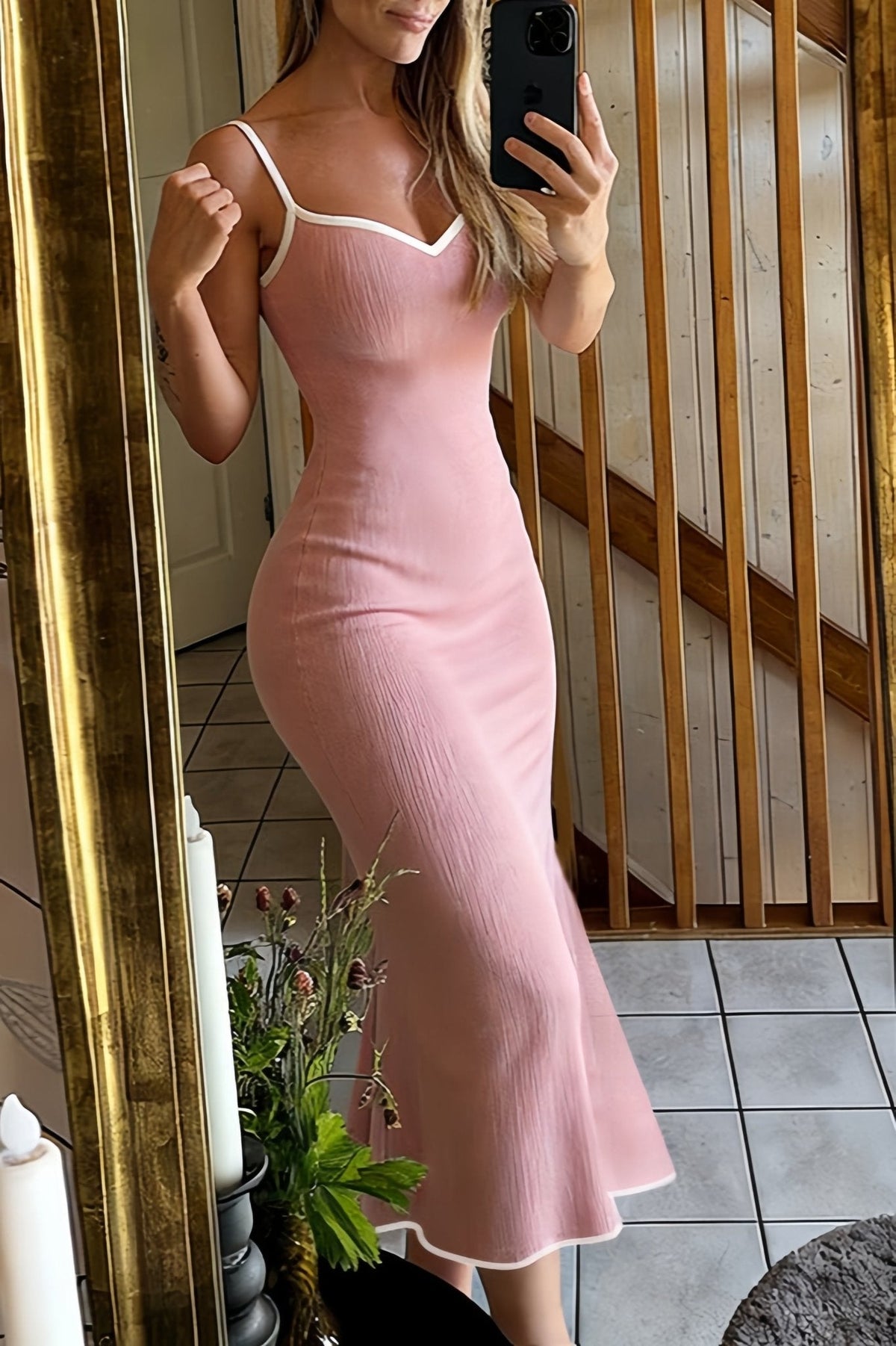 Amelie figursyet maxikjole med stropper