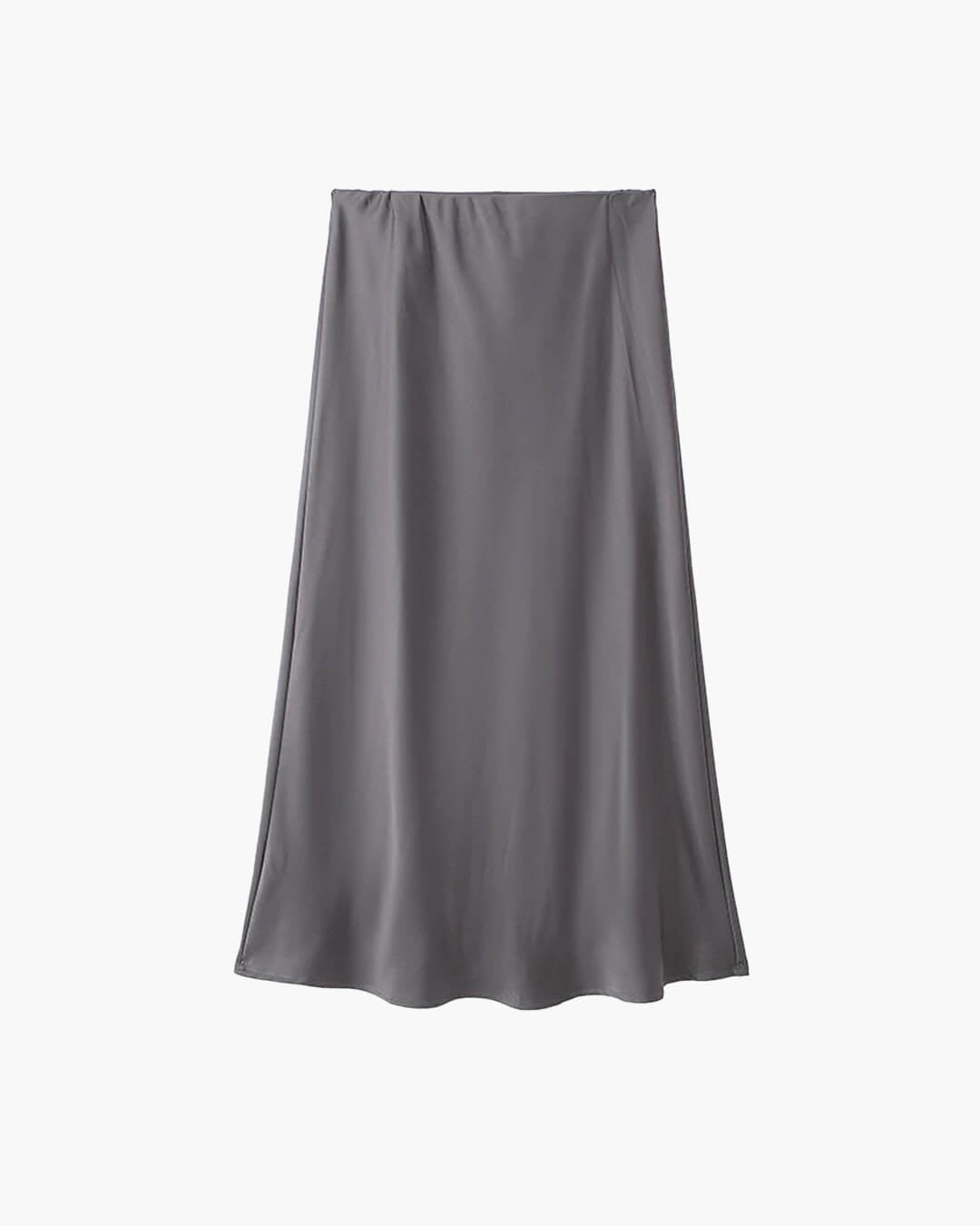Anais High Waist Black Satin Midi Skirt