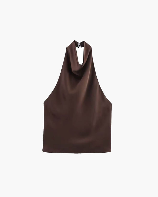 Anastasia Satinvest med halterneck og bar ryg