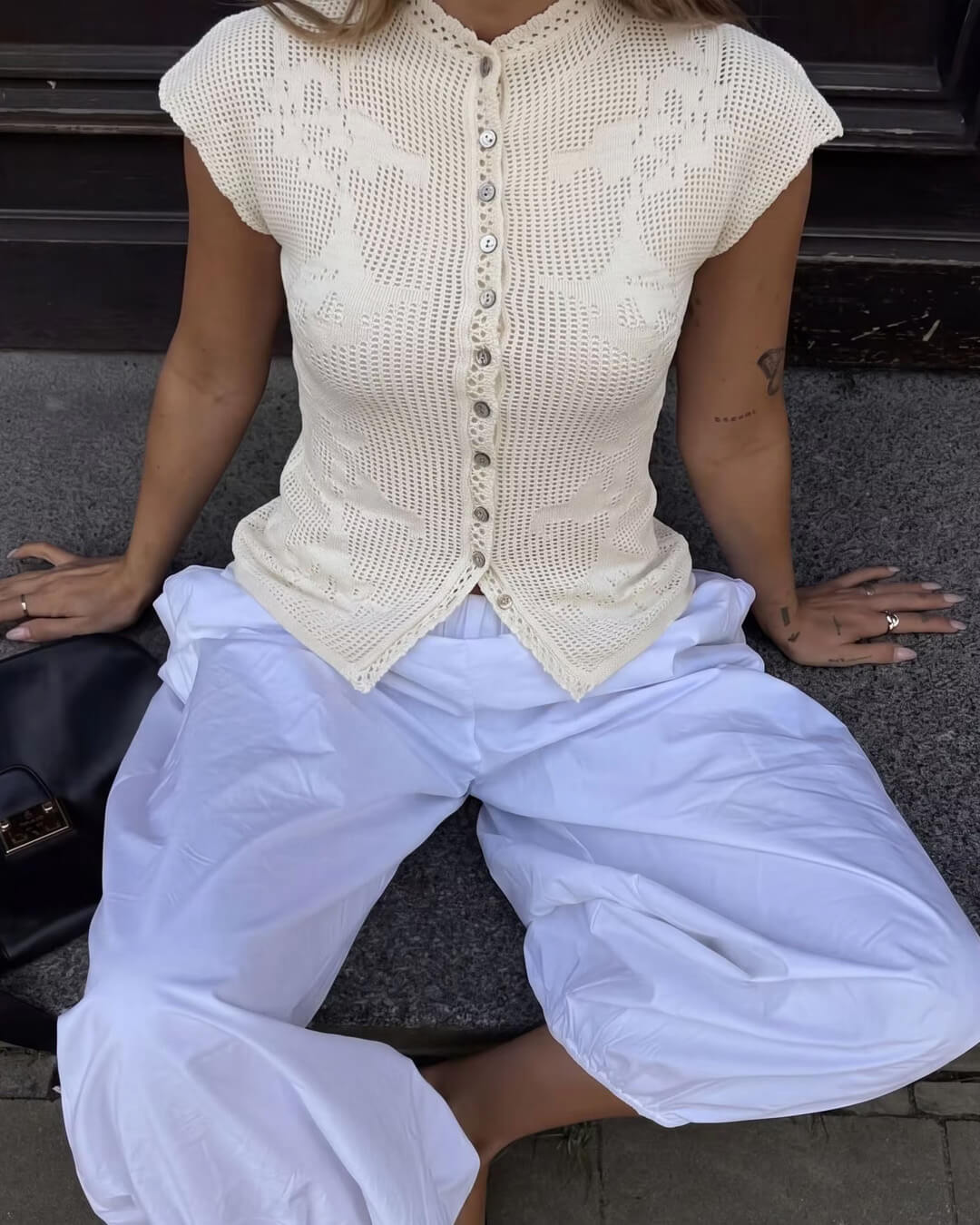 Anne strikket cardigan-top