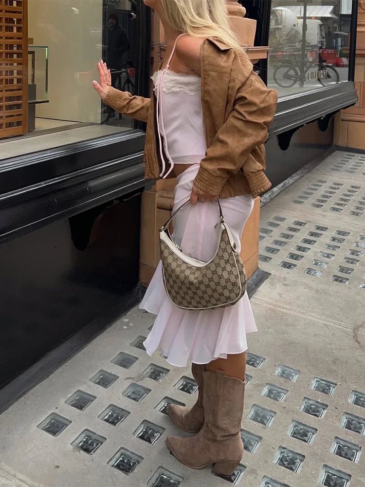 Anne camisole- og nederdelssæt med blondepaneler