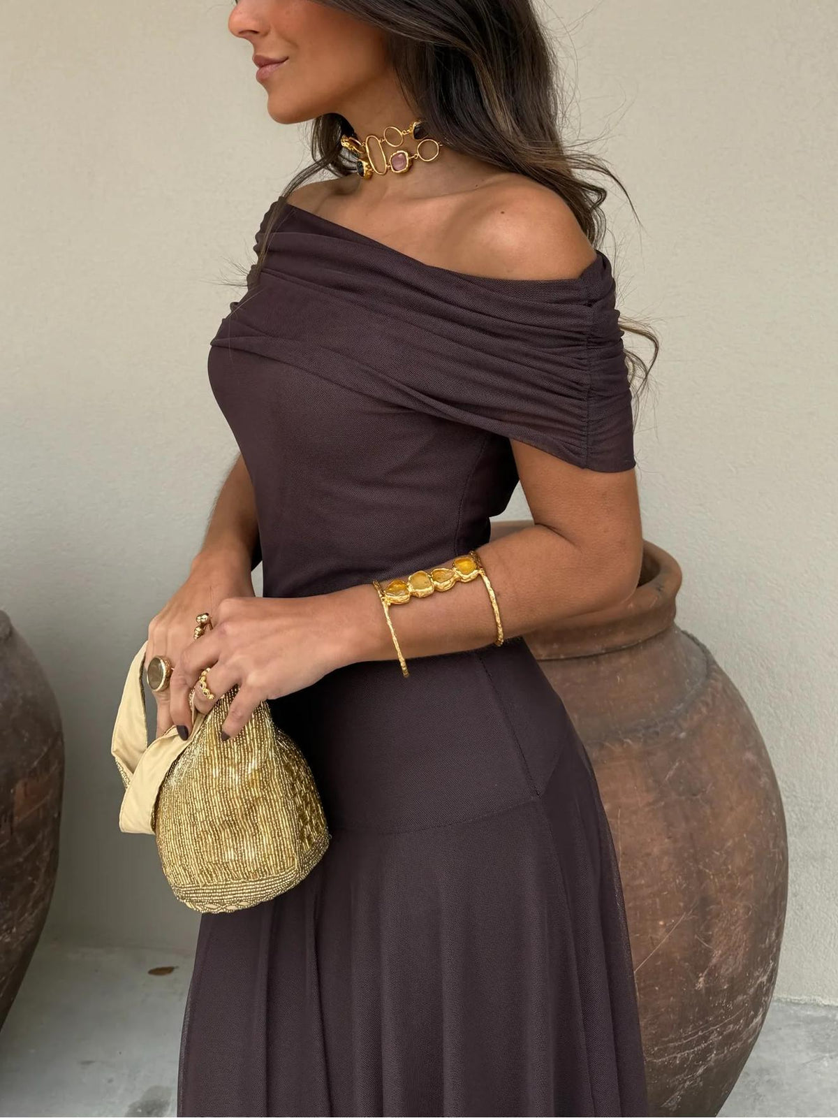 Anya draperet maxikjole
