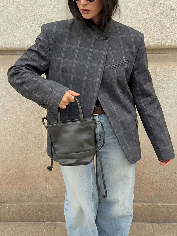 Aurelia ternet blazer med ståkrave