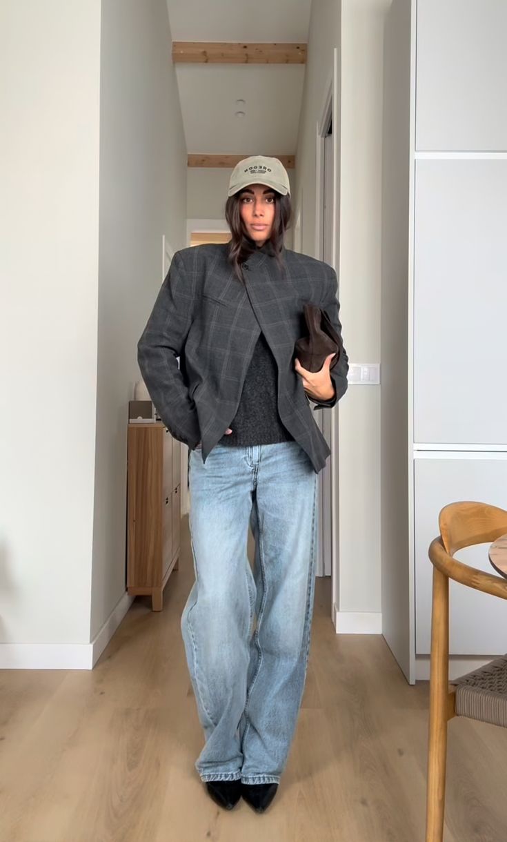 Aurelia ternet blazer med ståkrave