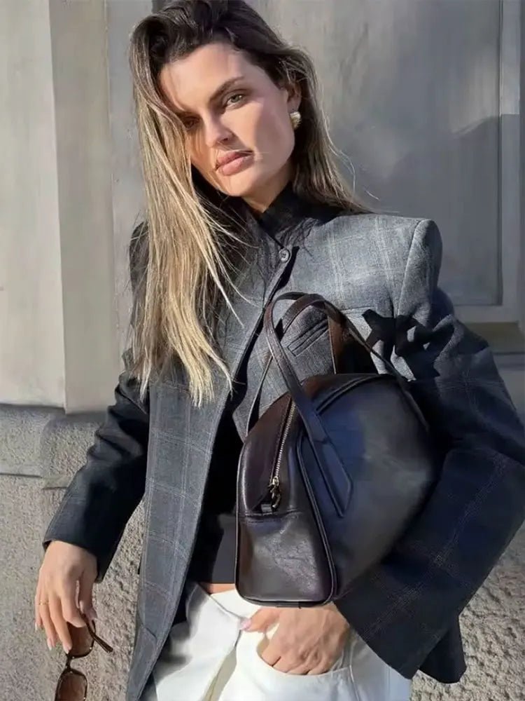 Aurelia ternet blazer med ståkrave