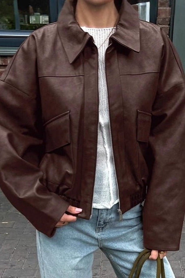 Azara Vintage Faux Leather Jacket