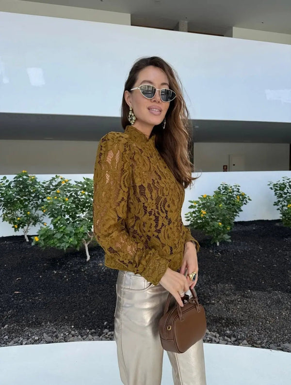 Azzurra Lace See-Through Blouse