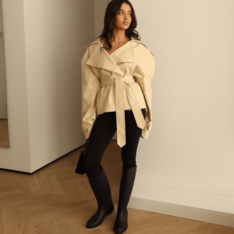 Barbara kort trenchcoat med bælte