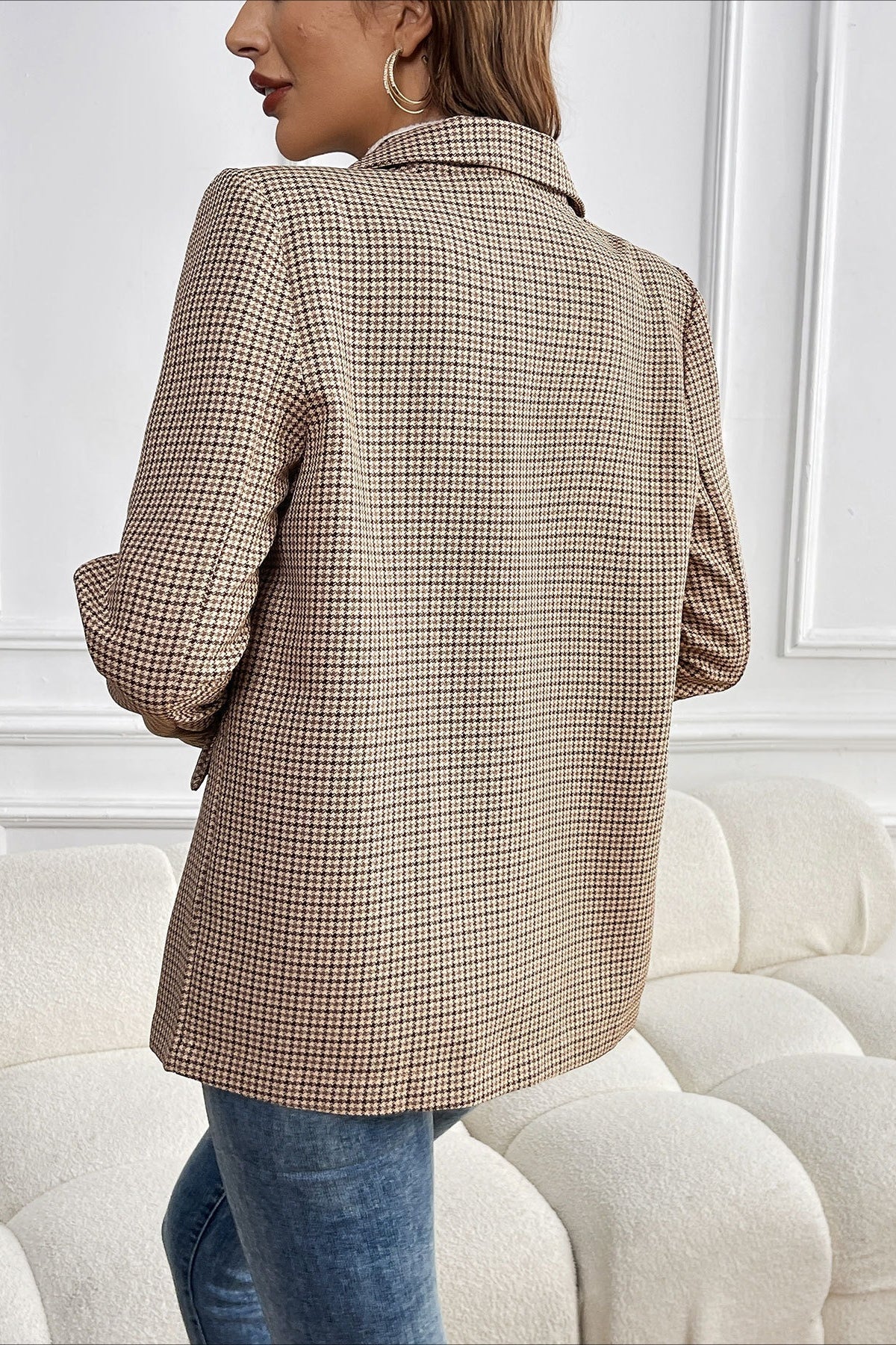 Beatrice vintageblazer med hundetandsmønster