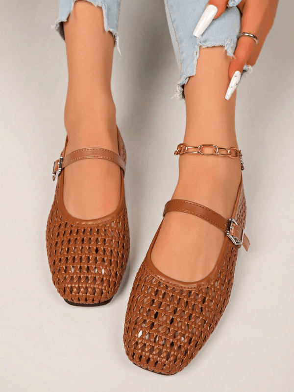 Beatrice Woven Mesh Mary Jane Flats