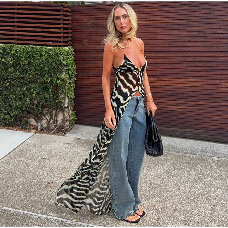 Bianca Zebra Tunic Top and Trouser Set