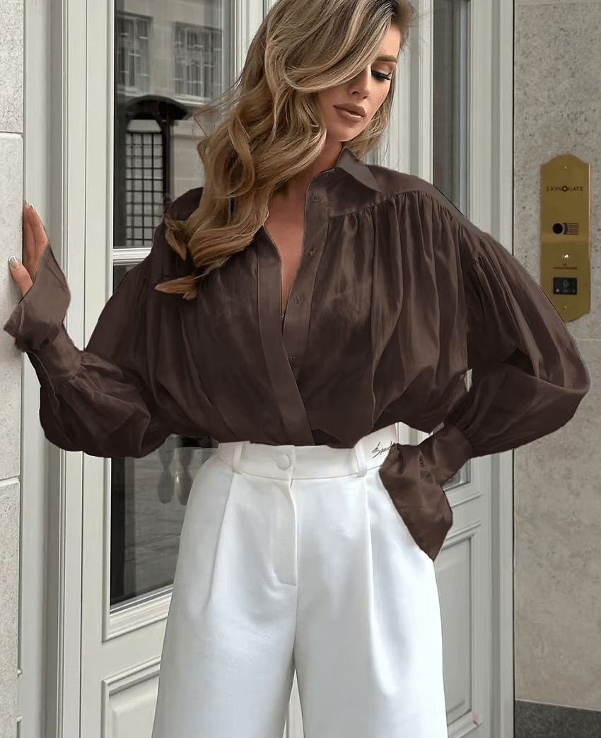 Brielle gennemsigtig bluse med knapper