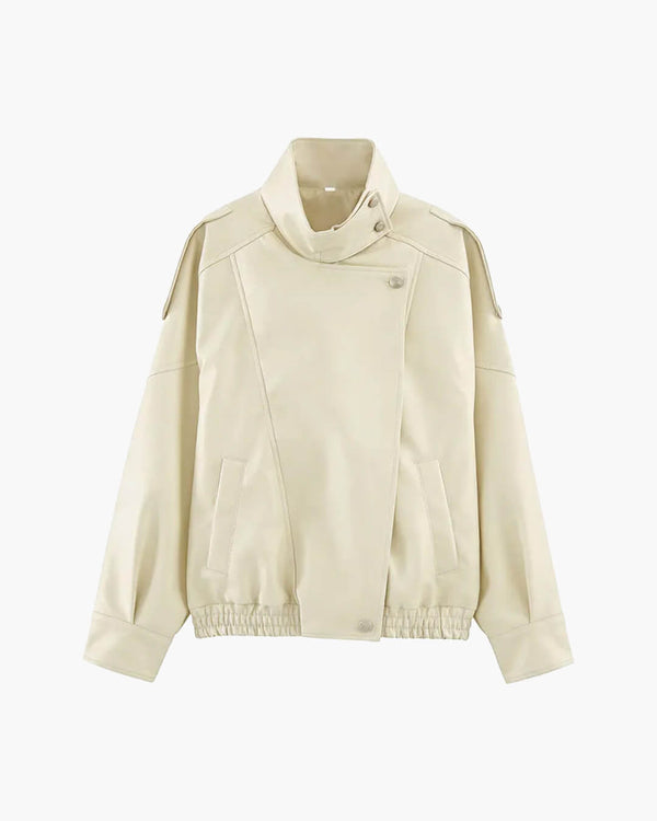 Brienne Stand Collar Faux Leather Jacket