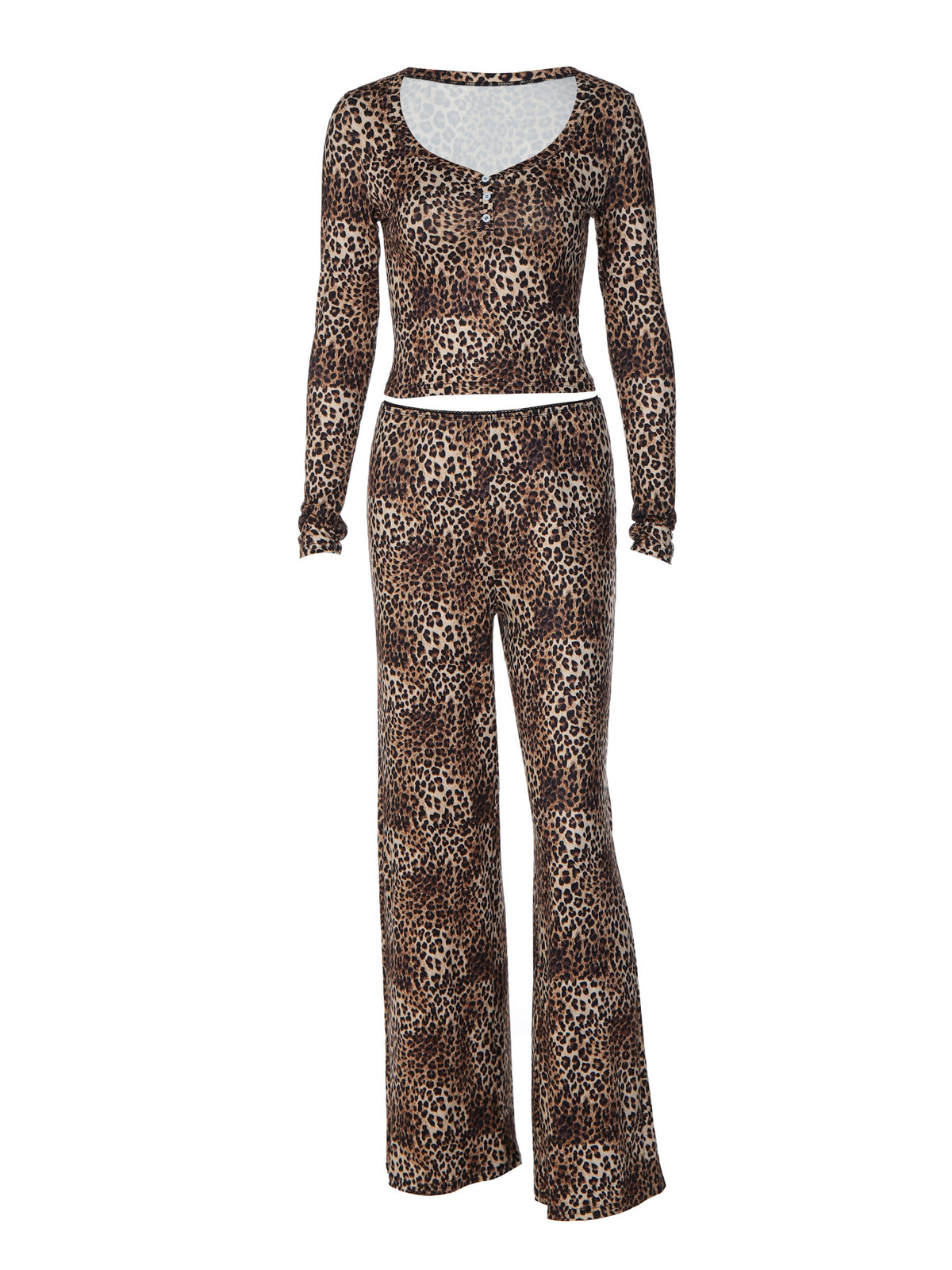 Jade-sæt med top og bukser i leopardprint