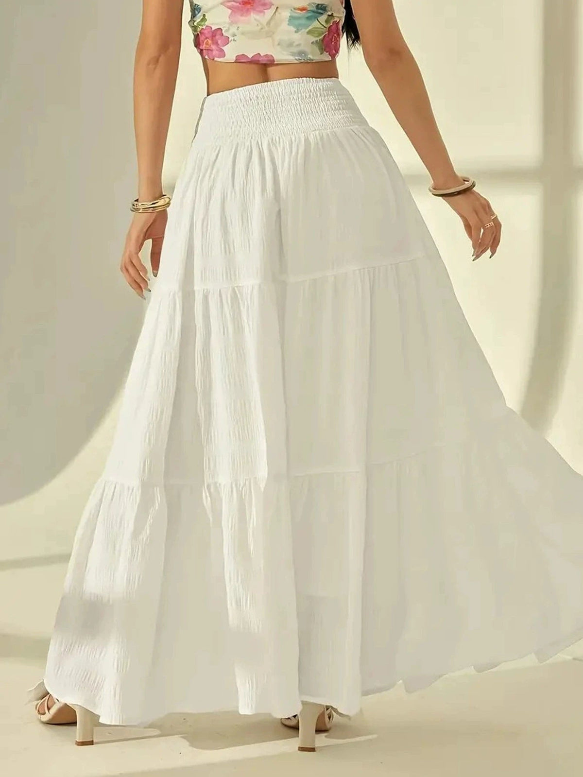 Calla Tiered Maxi Skirt Elastic Waist