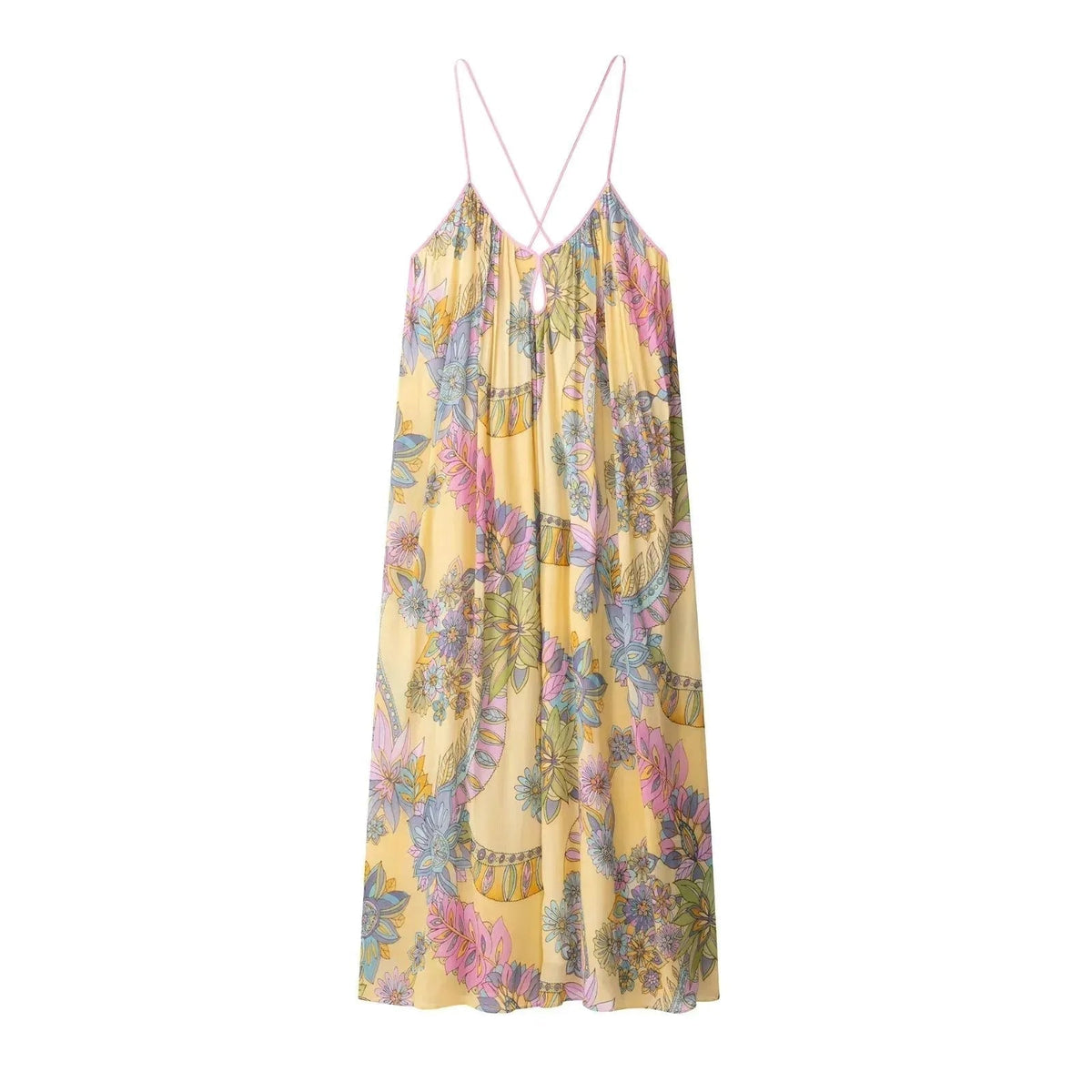 Camille camisolekjole i blomstret chiffon