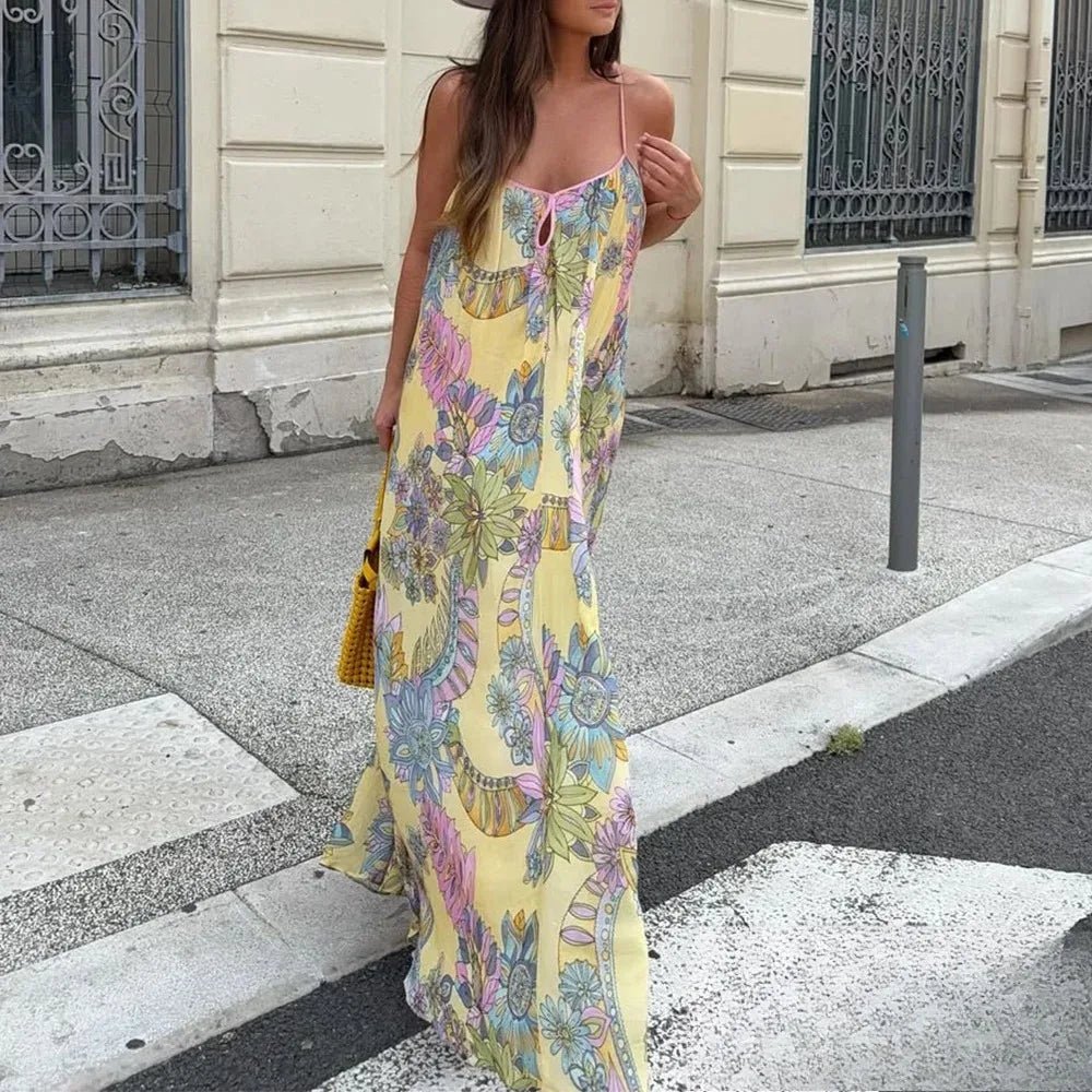Camille camisolekjole i blomstret chiffon