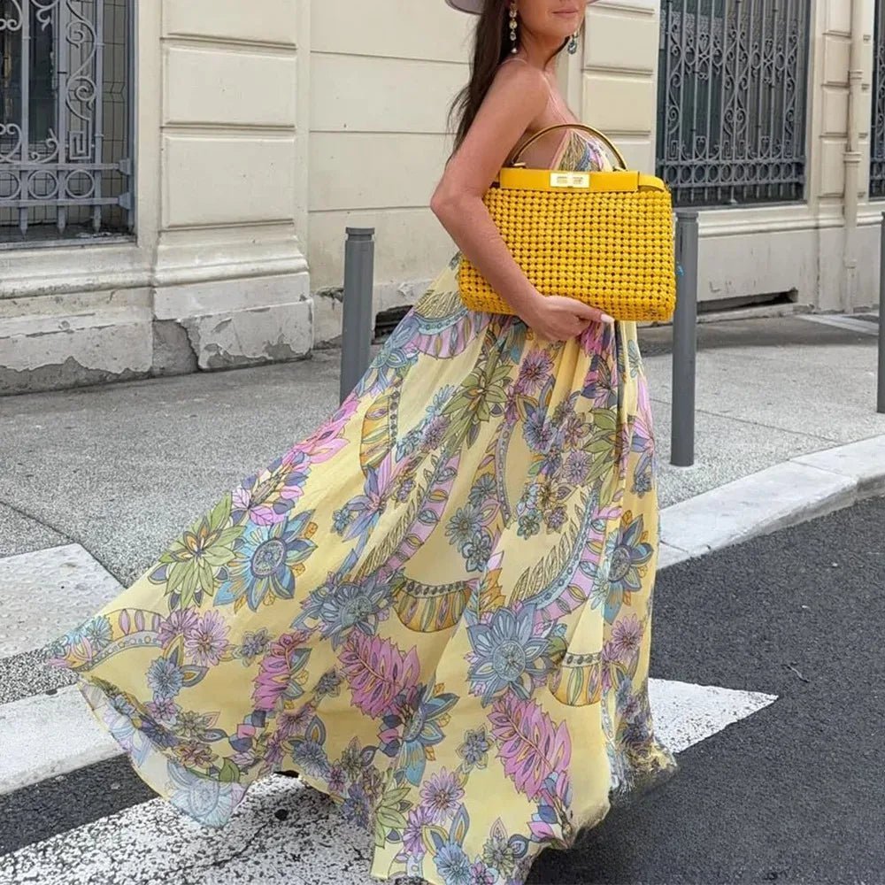 Camille camisolekjole i blomstret chiffon