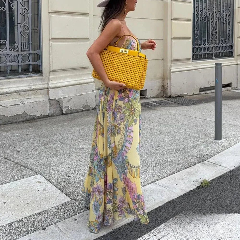 Camille camisolekjole i blomstret chiffon