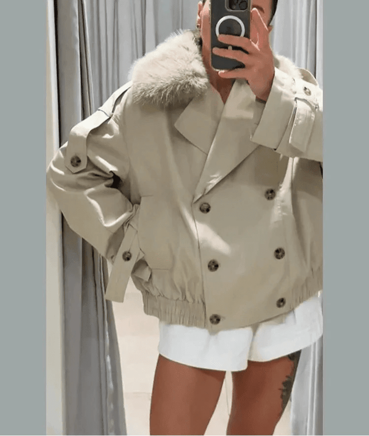 Camille trenchcoat med imiteret pels
