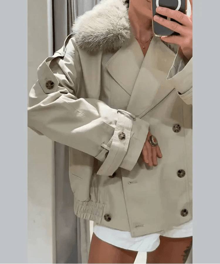 Camille trenchcoat med imiteret pels
