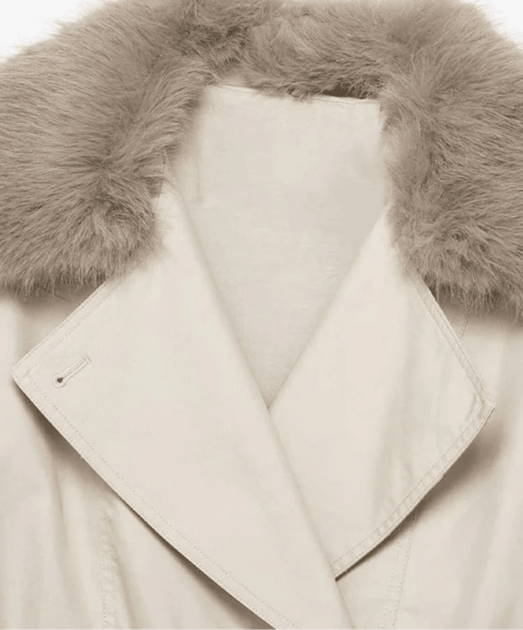 Camille trenchcoat med imiteret pels