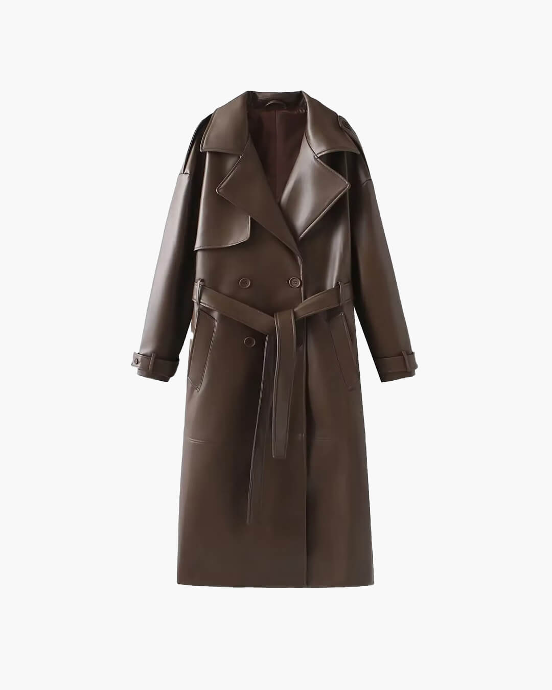 Cassy Trenchcoat i kunstlæder, maxilængde