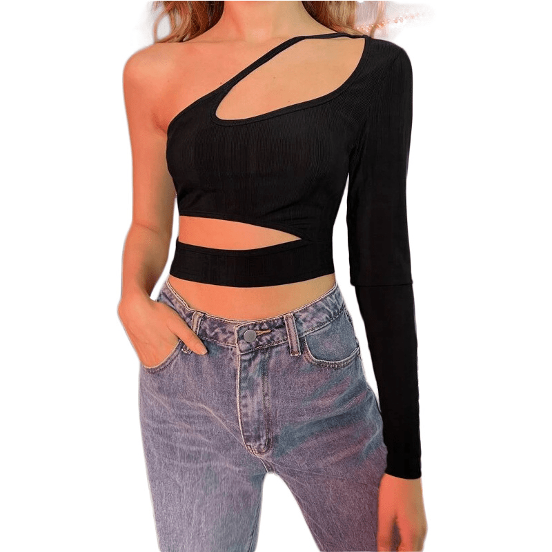 Celeste asymmetrisk crop-top med udskæring