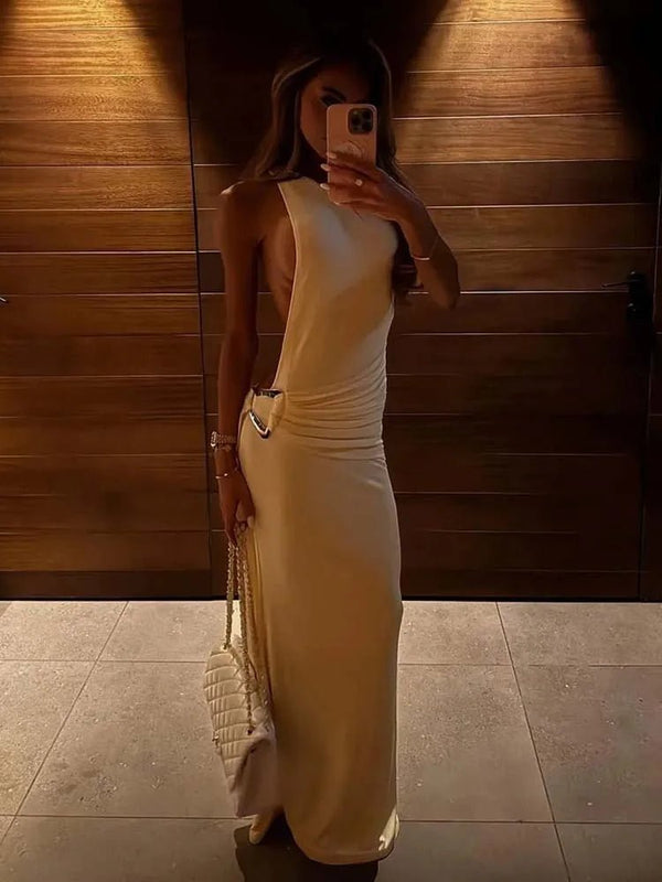 Celeste figursyet one-shoulder-maxikjole