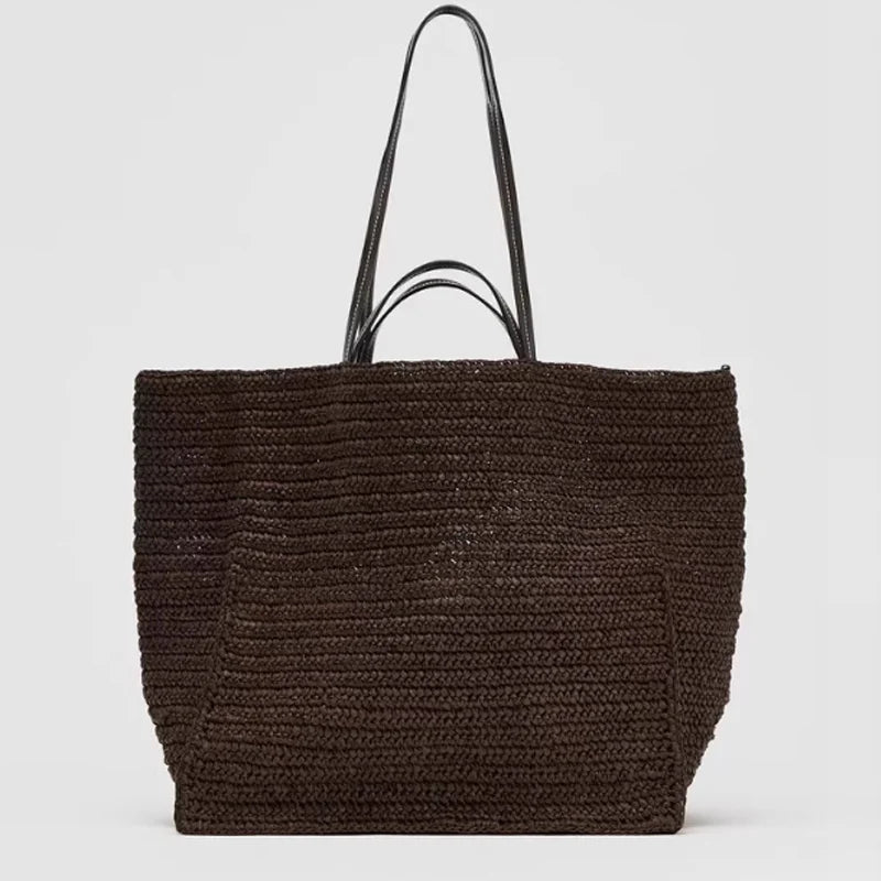 Celeste flettet strå-shopper
