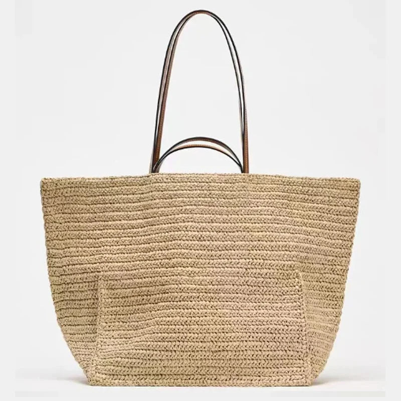 Celeste flettet strå-shopper