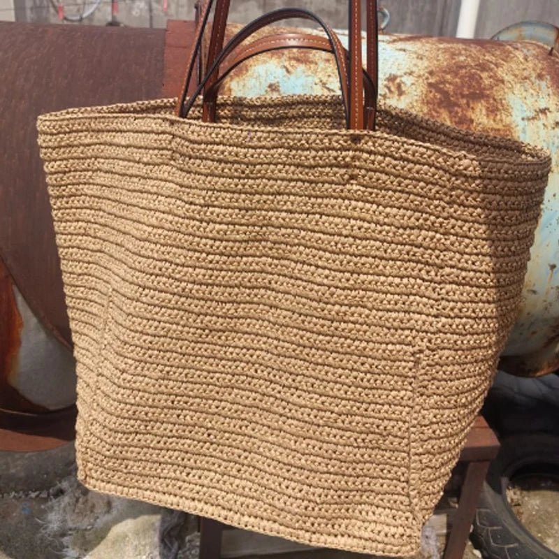 Celeste flettet strå-shopper